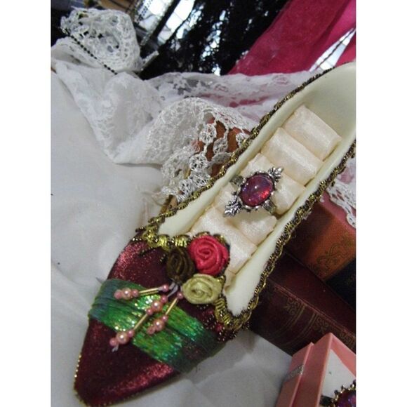 Renaissance Medieval Irish Costume Ring Adjustable Silver Mexican Fire Opal XMAS - Picture 5 of 5